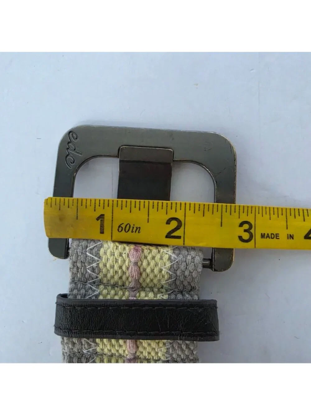 EDC by Esprit Belt Size 10 Striped Canvas Web Belt Y2K Pastel Grommet Buckle